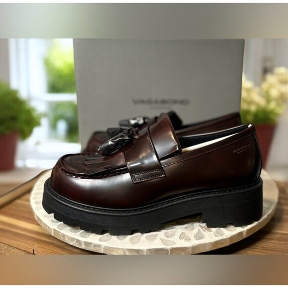 Vagabond Shoemakers Cosmo 2.0 Leather Tassel Lug Loafer Dark Bordo Women EU 40 - Picture 4 of 16